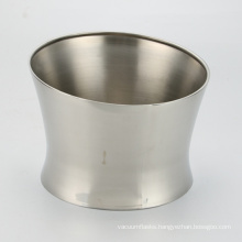 Stainless steel wine cooler in sloped mouth design